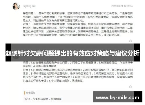 赵鹏针对欠薪问题提出的有效应对策略与建议分析 赵鹏针对欠薪问题提出的有效应对策略与建议分析